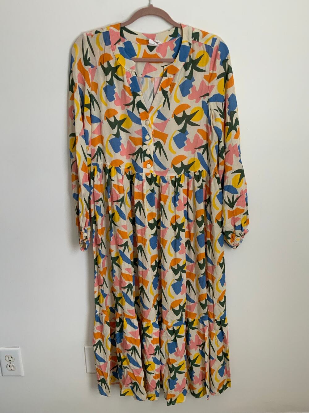 Fresha Spring Abstract MIDI Flowy Oversized Dress size small